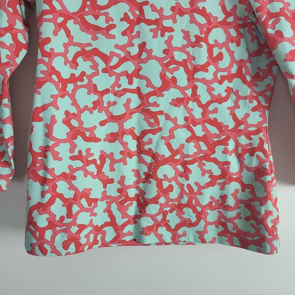 J. Mclaughlin Long Sleeve Top XS Womens Spandex Blend Light Blue Red Print - Picture 5 of 10